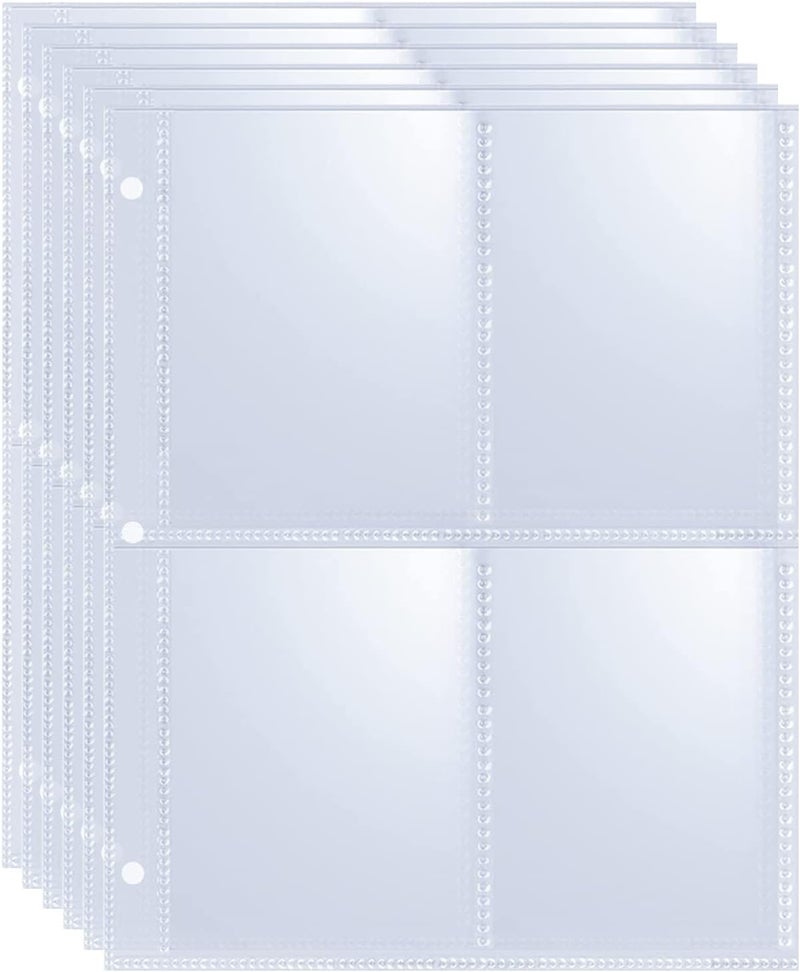 WITHYU 80 Pack 640 Pockets 2.5x3.5 Trading Card Sleeves,A5 Binder 4 Pocket Card Sleeves,Double-Sided 4 Pocket 6.1x7.6 Page Protector,Ultra-Clear Game Card Sheets for A5 Mini 3 Ring Binder - Image 1